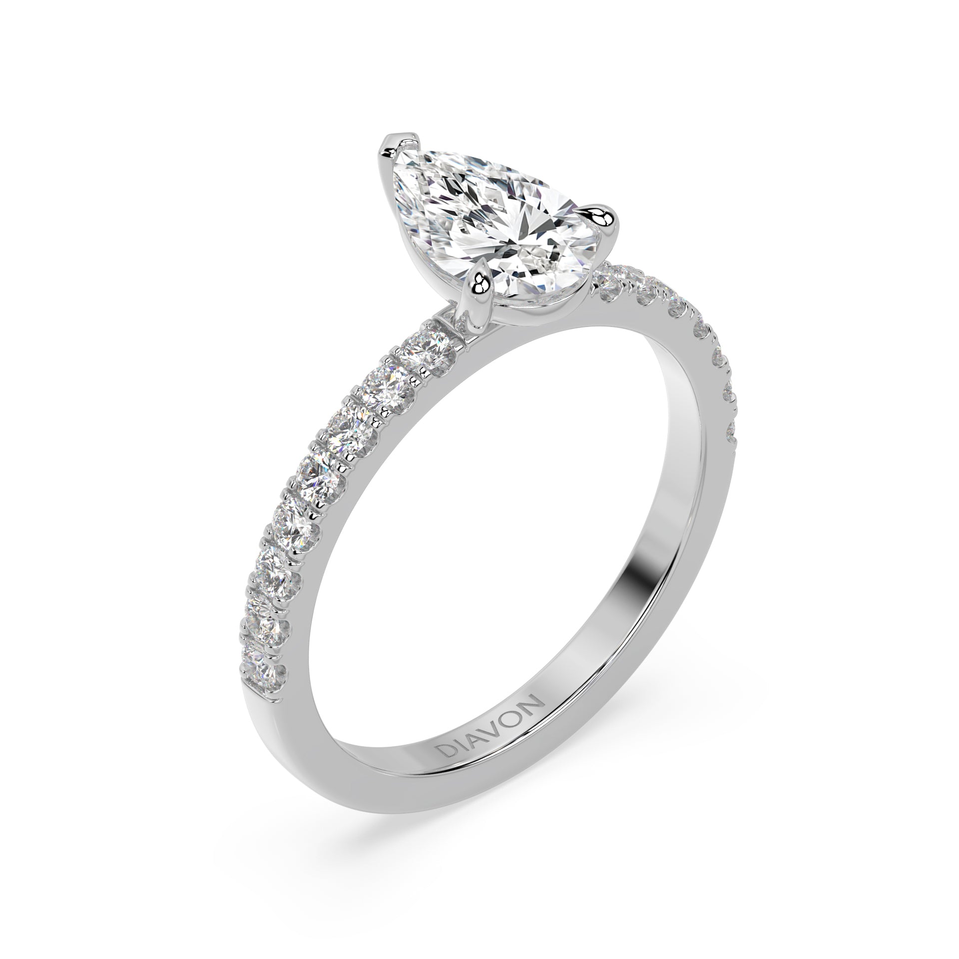 ICONIC SOLITAIRE PAVE RING I PEAR