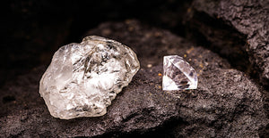Rohdiamant und geschliffener Diamant