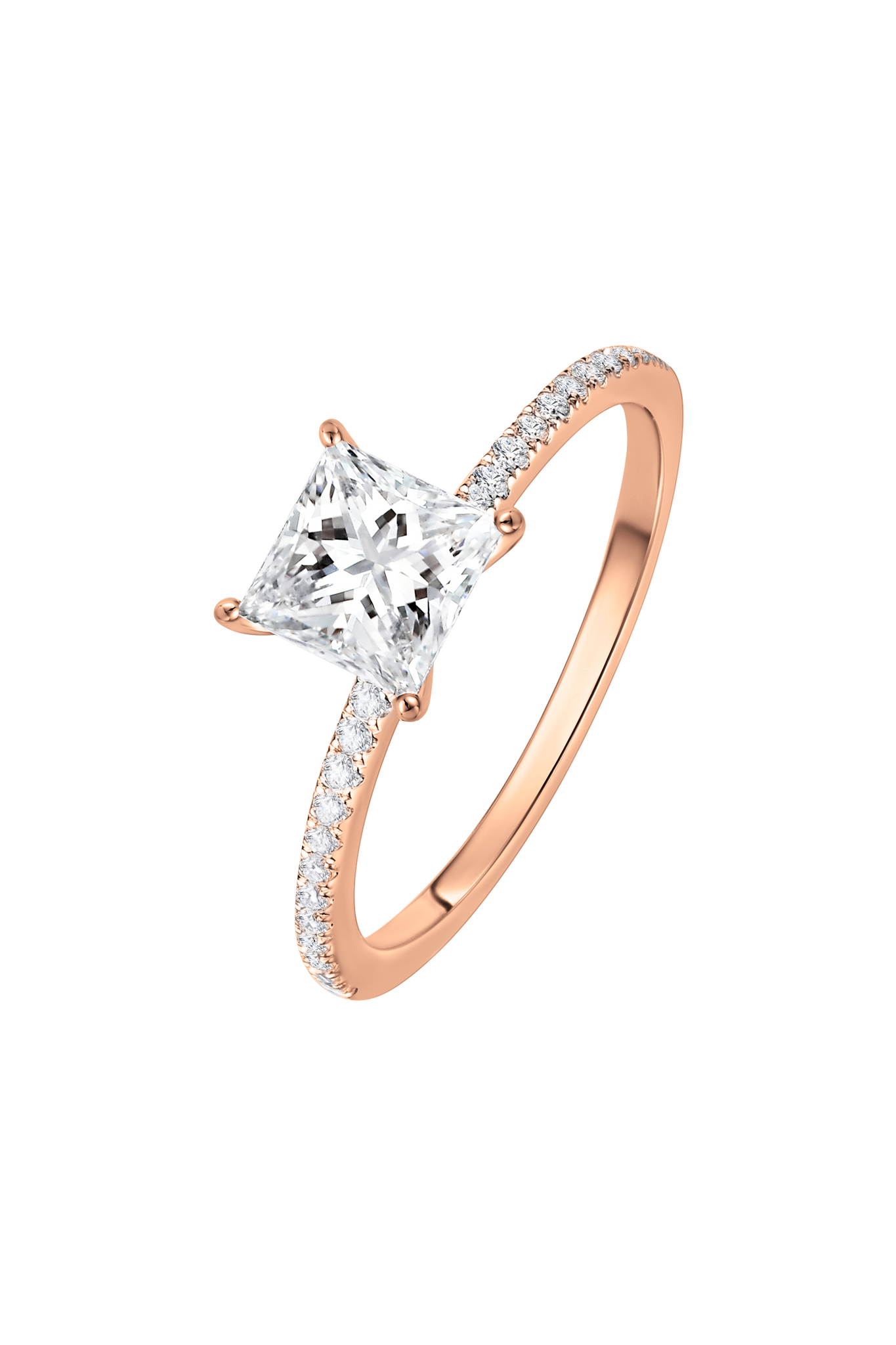 SIGNATURE SOLITAIRE ring with pavé | Princess