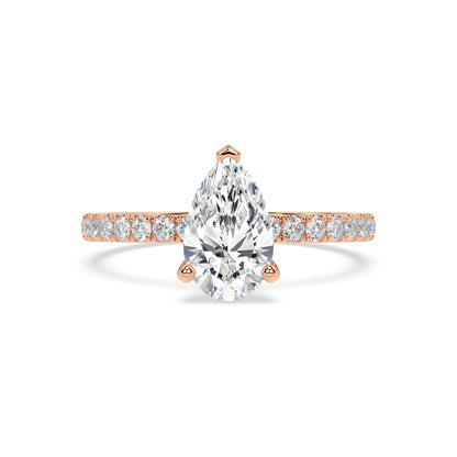 SIGNATURE SOLITAIRE PAVÉ RING I PEAR