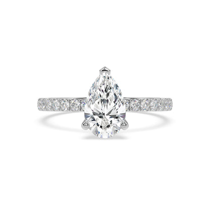SIGNATURE SOLITAIRE PAVÉ RING I PEAR