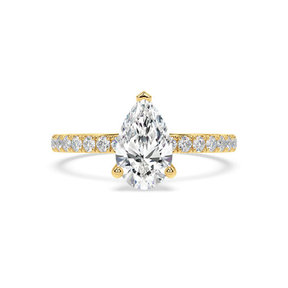 SIGNATURE SOLITAIRE PAVÉ RING I PEAR