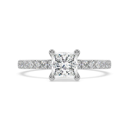 SIGNATURE SOLITAIRE ring with pavé | Princess