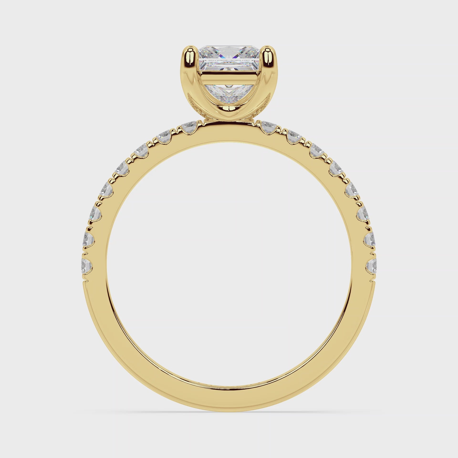 Load video: SIGNATURE SOLITAIRE ring with pavé | Princess